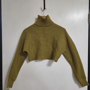 House of Harlow Womens Ribbed  Cropped Dolman Night Out Turtleneck Sweater S